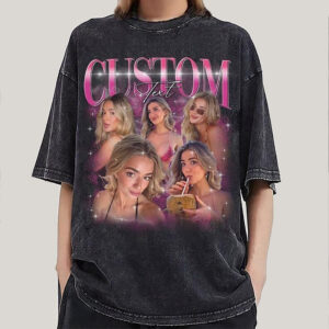 Custom girlfriend photo shirt – retro 90s bootleg graphic tee with personalized face design, comfort colors unisex style