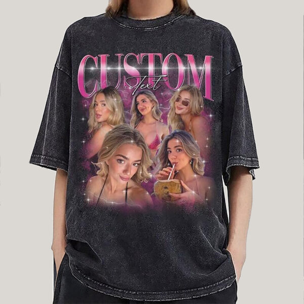 Custom girlfriend photo shirt – retro 90s bootleg graphic tee with personalized face design, comfort colors unisex style