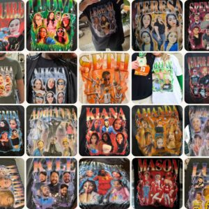 Custom photo vintage 90s graphic t-shirt – personalized bootleg rap tee with custom face collage design