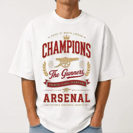 Arsenal Champions 2026 Shirt, The Gunners North London Vintage Football Tee, Arsenal Fan Graphic Shirt