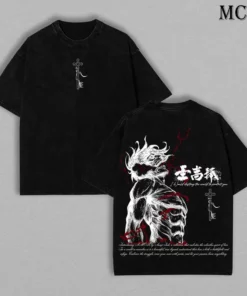 Eren Yeager Tee – Attack on Titan Vintage Washed Oversize T-Shirt Oversized Apparel