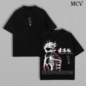 Eren Yeager Tee – Attack on Titan Vintage Washed Oversize T-Shirt Oversized Apparel