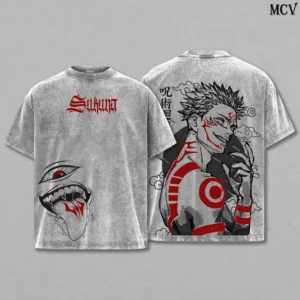 Sukuna Tee Washed – Jujutsu Kaisen Execution The Movie Culling Game Arc Vintage Oversized Tee