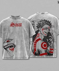 Sukuna Tee Washed – Jujutsu Kaisen Execution The Movie Culling Game Arc Vintage Oversized Tee