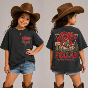 Ellas Fellas Club Kids 2 Sides T-shirt, Western Country Concert Graphic Kids Tee #5