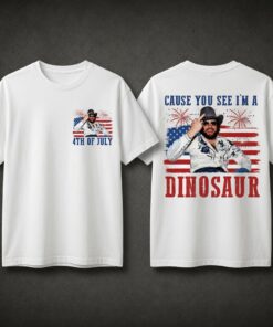 Hank Williams Jr Dinosaur 4th Of July Shirt, Cause You See Im A Dinosaur Tee, Patriotic Country Music T Shirt