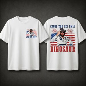Hank Williams Jr Dinosaur 4th Of July Shirt, Cause You See Im A Dinosaur Tee, Patriotic Country Music T Shirt
