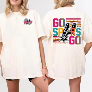 Go Spurs Go Retro Shirt, San Antonio Basketball Tee, Colorful Spurs Fan Shirt
