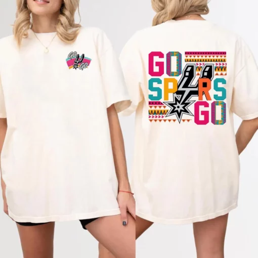 Go Spurs Go Retro Shirt, San Antonio Basketball Tee, Colorful Spurs Fan Shirt
