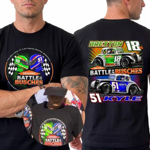 Battle of the Busches Shirt, Kyle Busch 51 Brexton Busch 18B Racing Tee, Las Vegas Motor Speedway Shirt, Stock Car Racing Graphic Tshirt