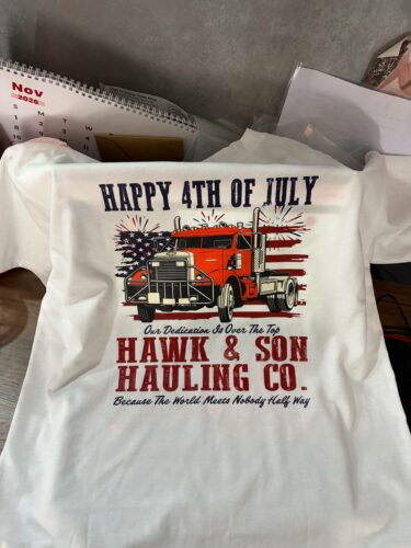 Happy 4th of July Over The Top Trucker Shirt, Hawk and Son shirt photo review