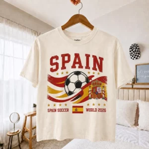 Spain Vintage Shirt World Cup Champions 2026 Soccer Graphic Tee, Retro Sports Fan T-Shirt #T