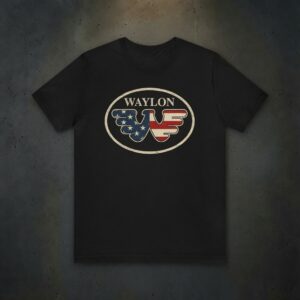 Waylon Jennings Logo American Flag Eagle Tee