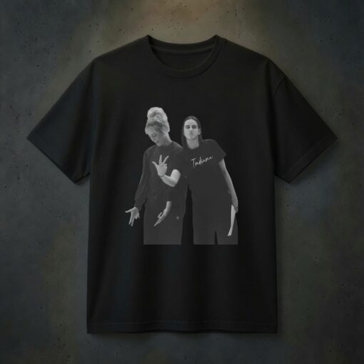 Caitlin Clark & Sophie Cunningham Black and White Duo Photo T-Shirt N