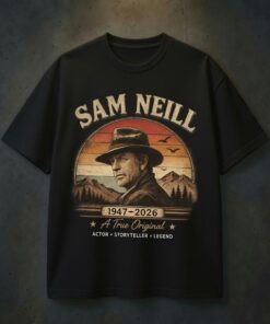 Sam Neill Memorial Shirt 1947–2026, Vintage Sunset Cowboy Silhouette Shirt AT
