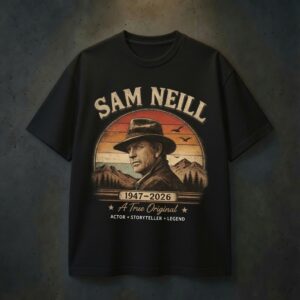 Sam Neill Memorial Shirt 1947–2026, Vintage Sunset Cowboy Silhouette Shirt