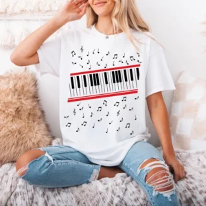 Beat It Keyboard Red Piano Shirt Vintage Style , King of Pop Music Tee AT