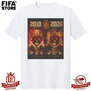 Spain 2010 – 2026 Andrés Iniesta and Lamine Yamal Legends Then – Legends Now T-Shirt #T