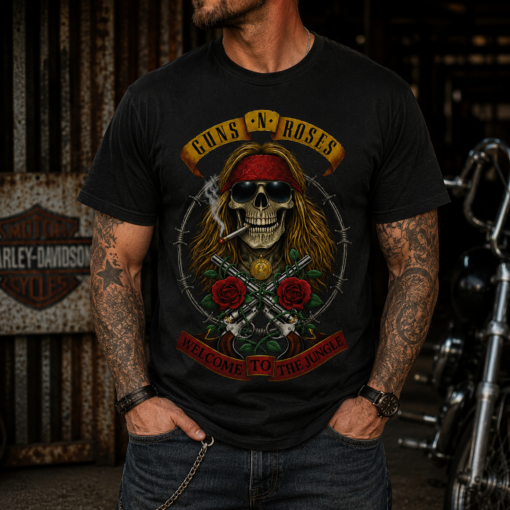 Guns N' Roses Vintage Biker Skull T-Shirt