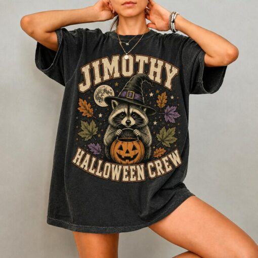 [FREESHIP US] Vintage Raccoon Halloween Shirt, Witch Raccoon Pumpkin Tee, Cute Fall Graphic T-Shirt