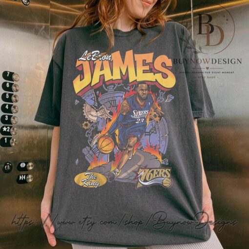 LeBron James Philadelphia 76ers Shirt, Vintage Graphic Bootleg Rap Tee