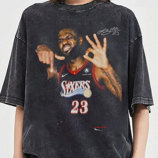 LeBron James Philadelphia 76ers Shirt, Vintage Graphic Bootleg Rap Tee
