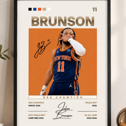 No Frame - Jalen Brunson Poster, New York Knicks NBA Room Decor
