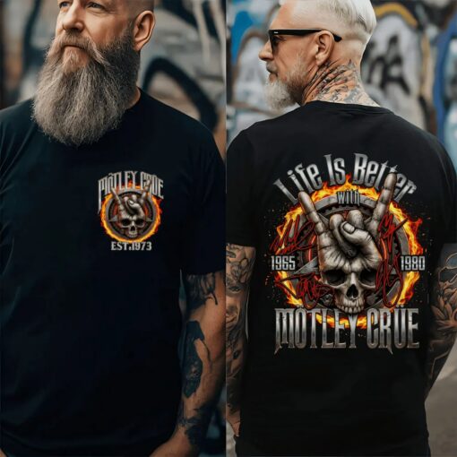 [FREESHIP US] Vintage Mötley Crüe T-Shirt, Heavy Metal Rock Shirt, Skull Graphic Tee, 80s Rock Band Shirt, Distressed Black Unisex Tee