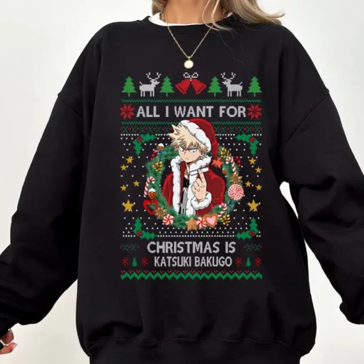 Katsuki Bakug0 Christmas SweatShirt, My Heroes Academiaa SweatShirt