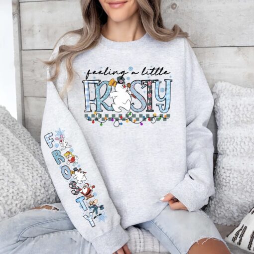 Vintage Frosty The Snowman Christmas Sleeve Print Shirt