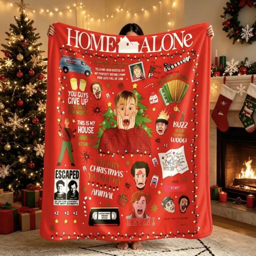 Vintage Christmas Home Alone Movie Flannel Blanket