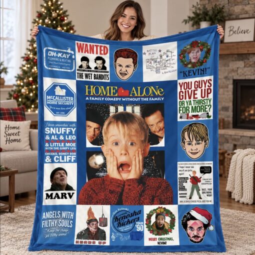 Vintage Christmas Home Alone Movie Flannel Blanket (US 7-9 Days - Worldwide 10-30 Days)