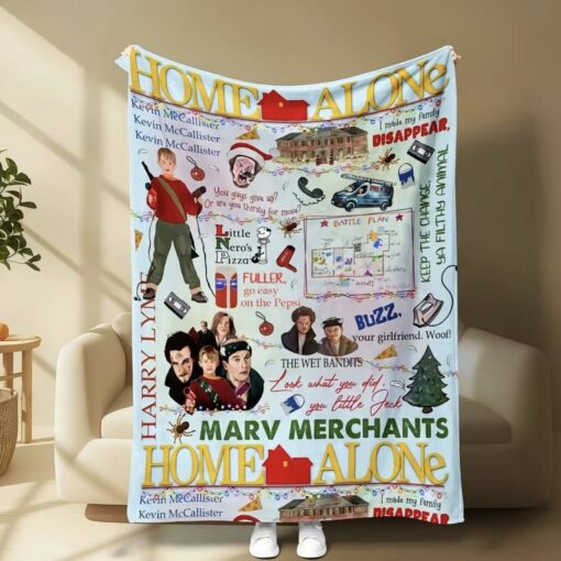 Retro Christmas Home Alone Movie Flannel Blanket (US 7-9 Days - Worldwide 10-30 Days)