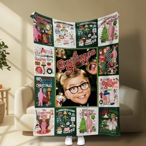 Vintage A Christmas Story Movie Collage Flannel Blanket (US 7-9 Days - Worldwide 10-30 Days)
