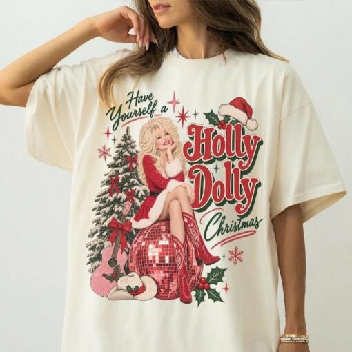 Comfort Colors Have Yourself A Holly Dolly Christmas Shirt, Dolly Parton Tshirt, Country Music Tee