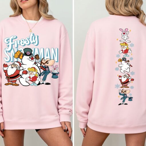 Vintage Frosty The Snowman Christmas Print Back Shirt