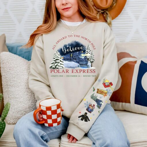 Christmas Train Believe Sweatshirt, North Pole Holiday Crewneck, Vintage Christmas Train Shirt, Cozy Winter Xmas Gift for Her