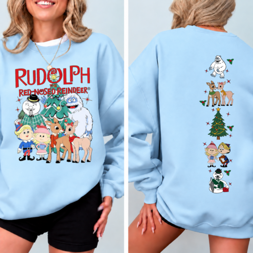 rudolph sweatshirt, christmas sweater, reindeer sweatshirt, christmas crewneck, holiday sweatshirt, vintage christmas, christmas cartoon, rudolph reindeer, christmas gift
