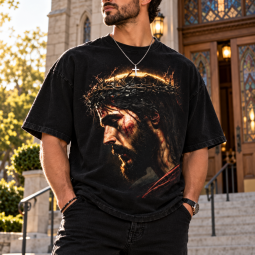 Jesus Vintage 90s Graphic Shirt, Jesus Portrait Shirt, Easter Shirt, Christian Easter Shirt, Retro Washed Oversize Shirt