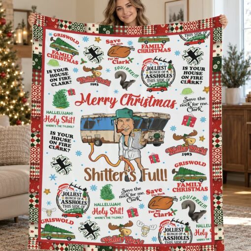 [FREESHIP US] Merry Christmas Shitter Full Flannel Blanket (US 7-9 Days - Worldwide 10-30 Days)