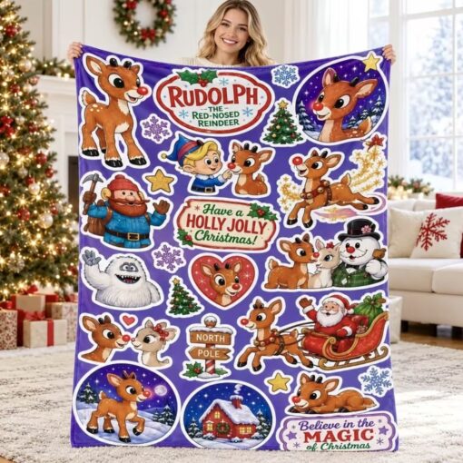 Vintage Rudolph Christmas Flannel Blanket (US 7-9 Days - Worldwide 10-30 Days)