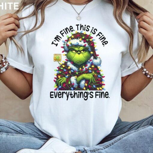 Funny Grinch "I'm Fine" Christmas T-Shirt