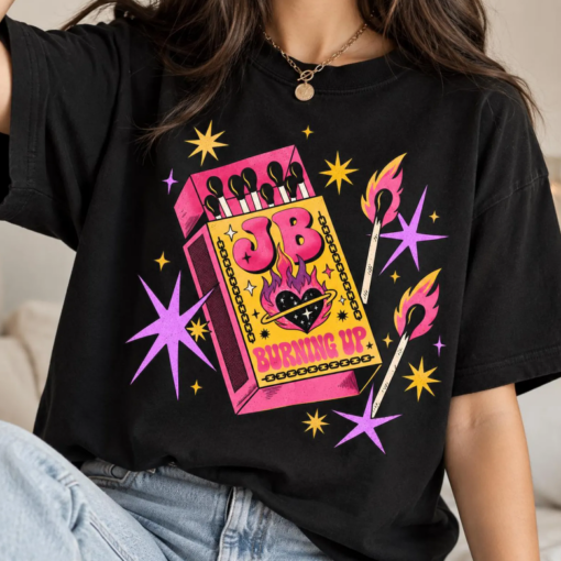 Burning Up Shirt, Jonas Brothers Inspired Concert Tee, JB Fan Shirt, Retro Matchbox Graphic T-Shirt, Boy Band Concert Outfit