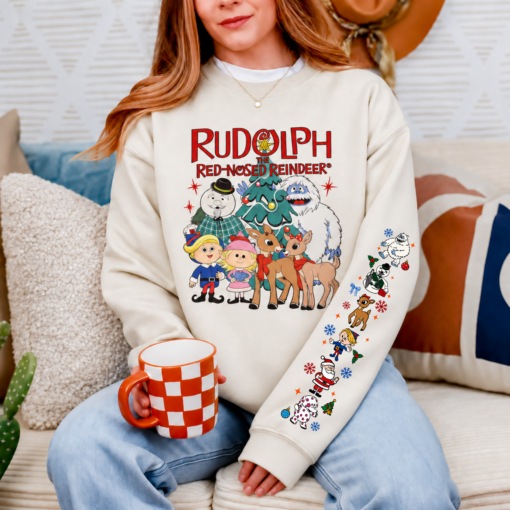 rudolph sweatshirt, christmas sweater, reindeer sweatshirt, christmas crewneck, holiday sweatshirt, vintage christmas