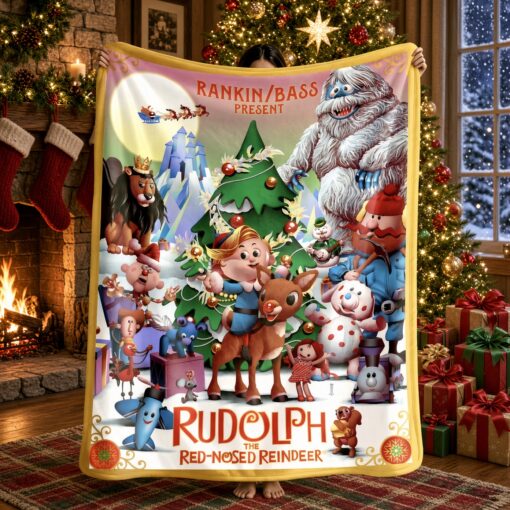 Vintage Rudolph Christmas Movie Gift Flannel Blanket (US 7-9 Days - Worldwide 10-30 Days)