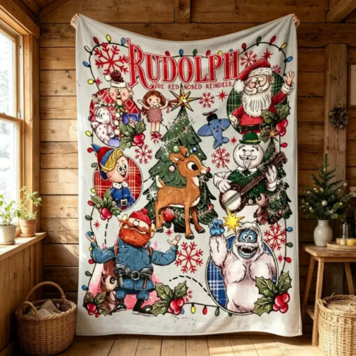 Vintage Rudolph Christmas Flannel Blanket (US 7-9 Days - Worldwide 10-30 Days)